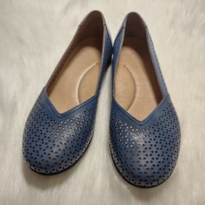 Dansko Blue Perforated Leather Flats